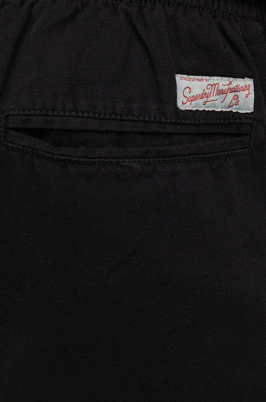 Superdry Къс панталон с лен в черно - Pepit.bg