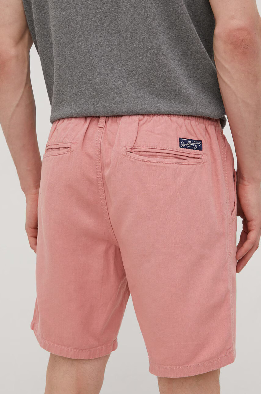 Superdry Къс панталон с лен в розово - Pepit.bg