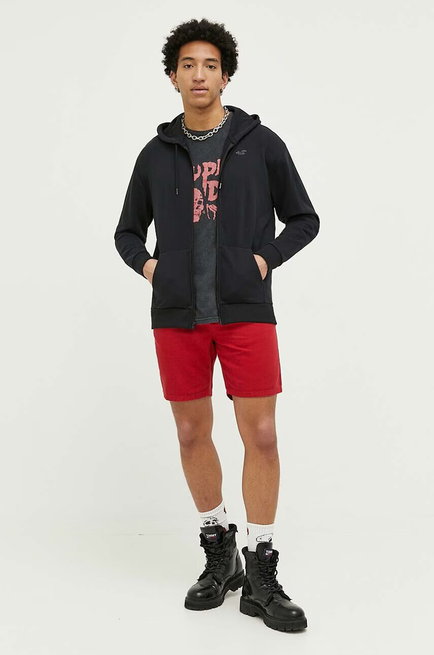 Superdry Къс панталон с лен в червено - Pepit.bg