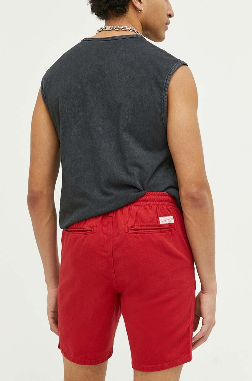 Superdry Къс панталон с лен в червено - Pepit.bg