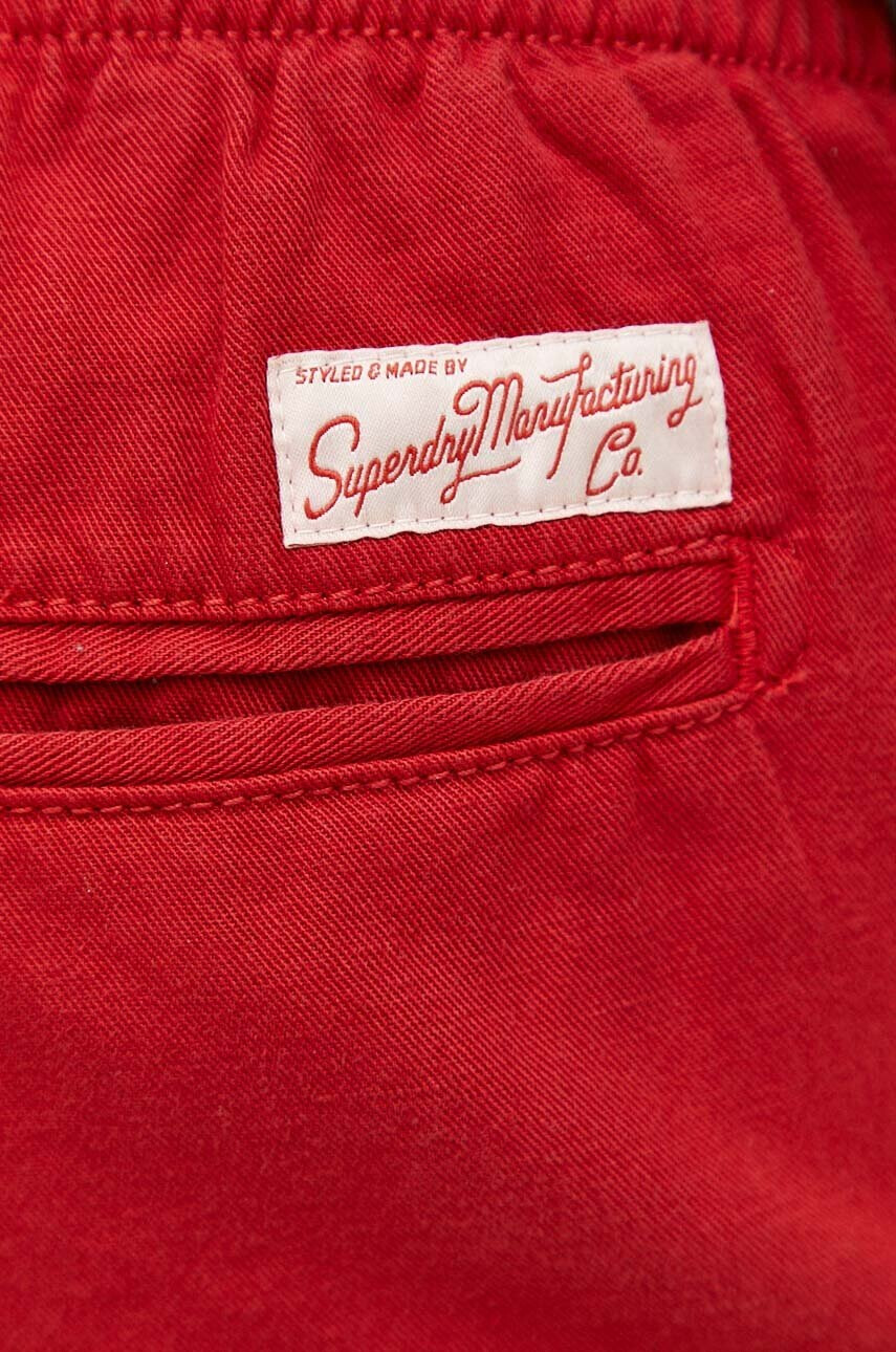 Superdry Къс панталон с лен в червено - Pepit.bg