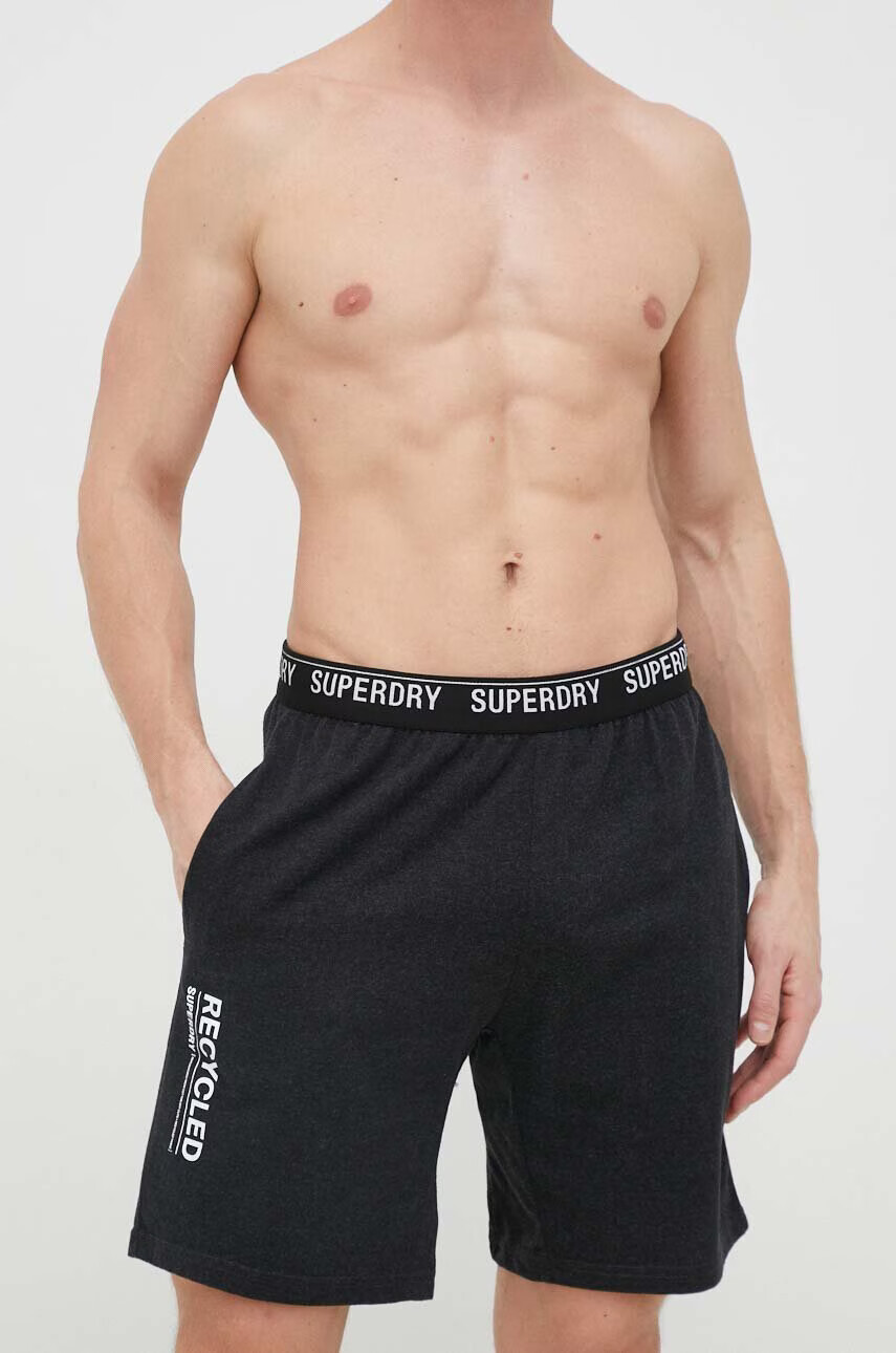 Superdry Късо долнище на пижама мъжко в черно с десен - Pepit.bg