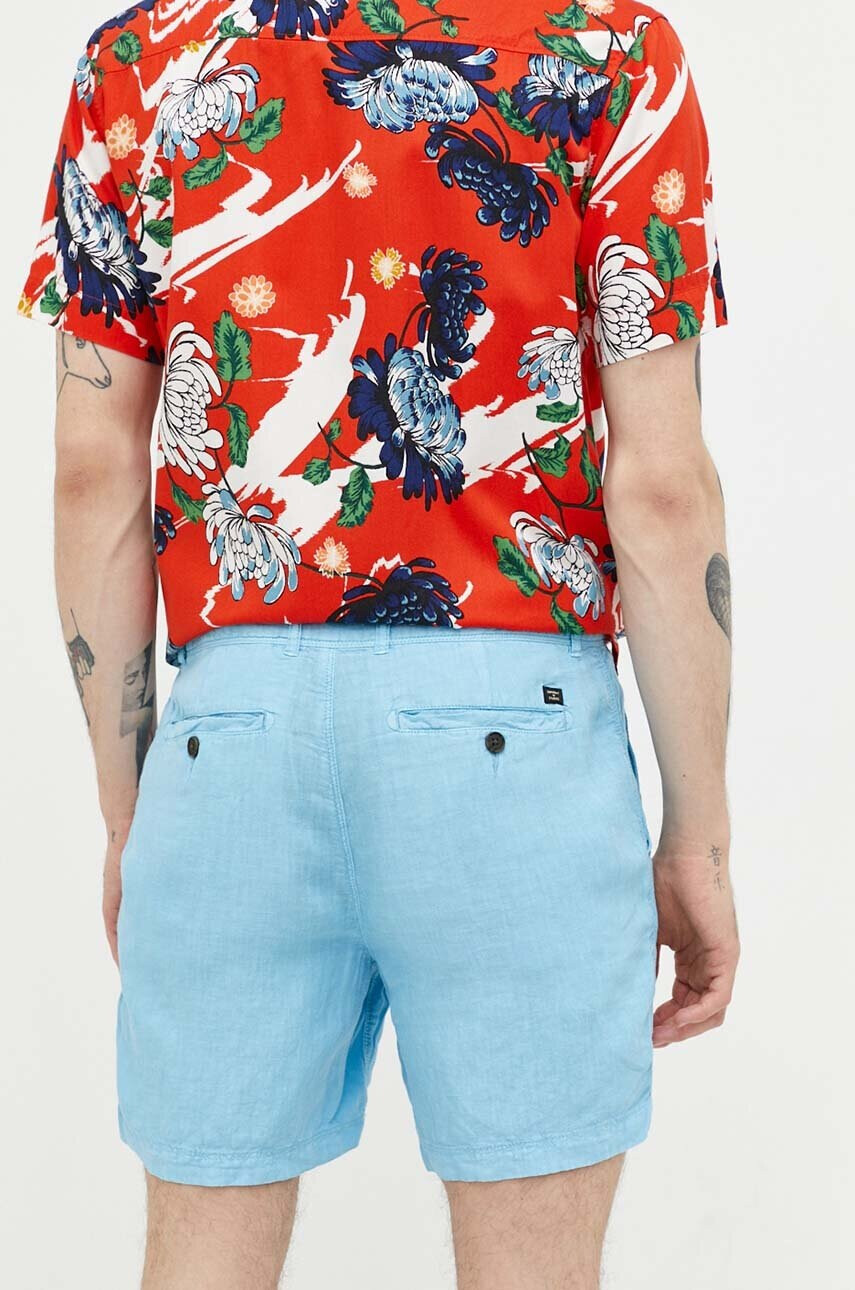 Superdry Ленен къс панталон в синьо - Pepit.bg