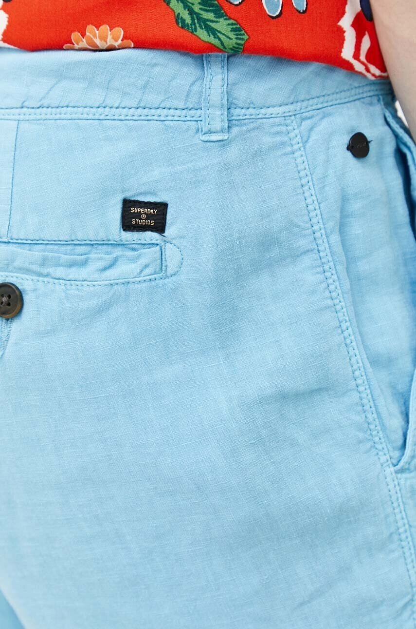 Superdry Ленен къс панталон в синьо - Pepit.bg