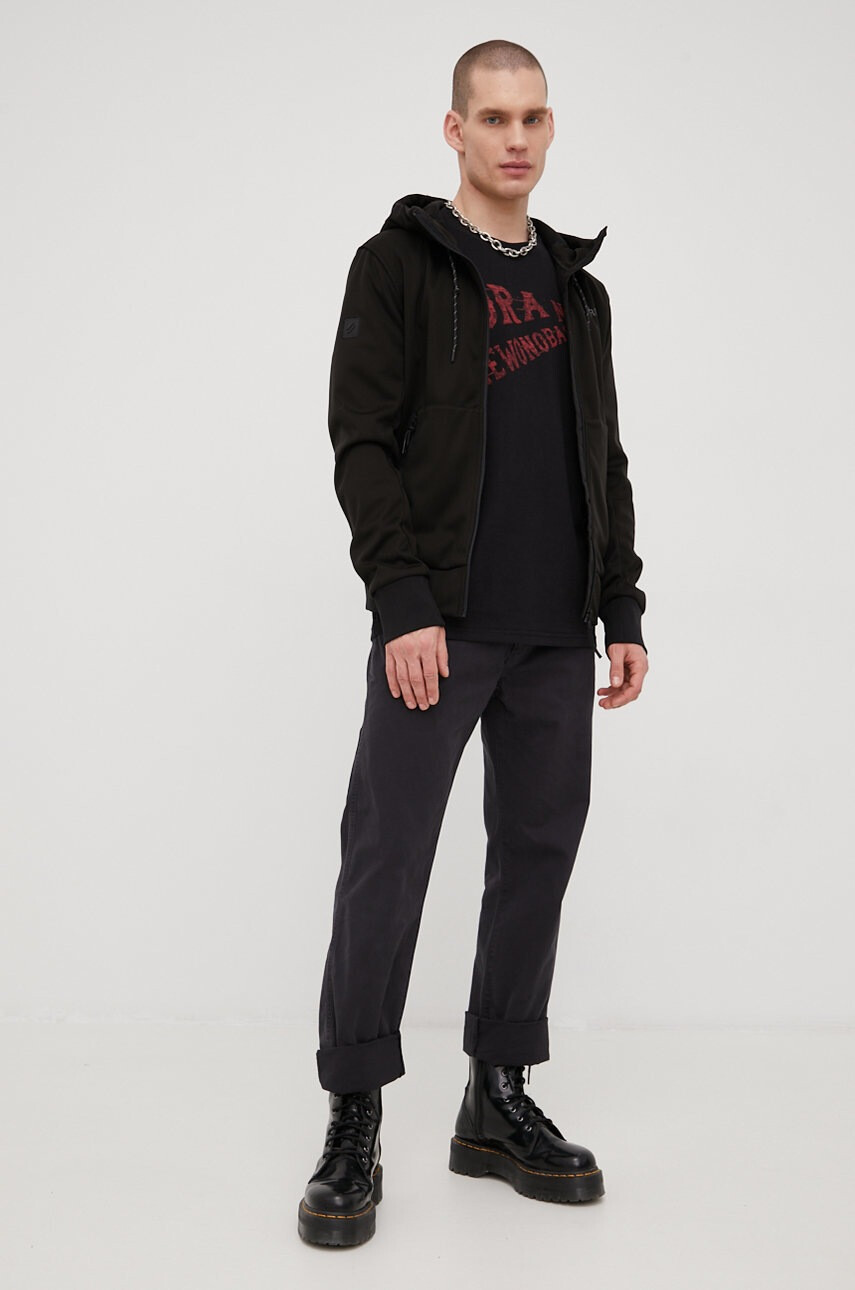 Superdry Памучен панталон в черно с кройка тип чино - Pepit.bg
