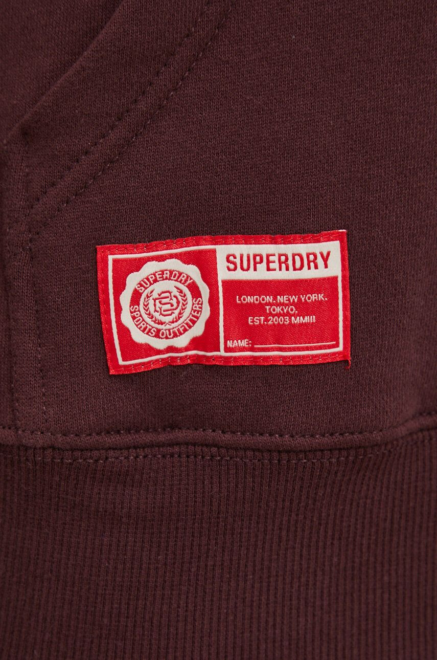 Superdry Памучен суичър мъжки в бордо с апликация - Pepit.bg