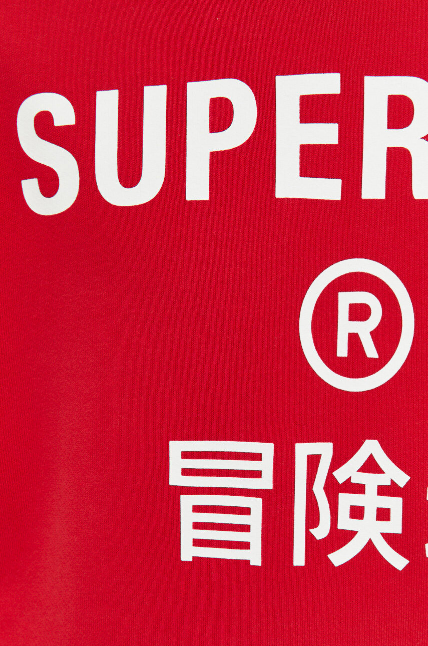 Superdry Памучен суичър в червено с принт - Pepit.bg