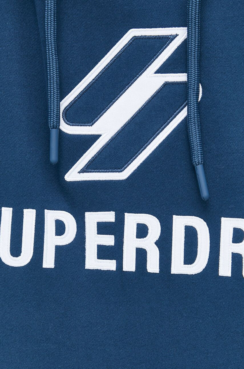 Superdry Памучен суичър в тъмносиньо с качулка с апликация - Pepit.bg