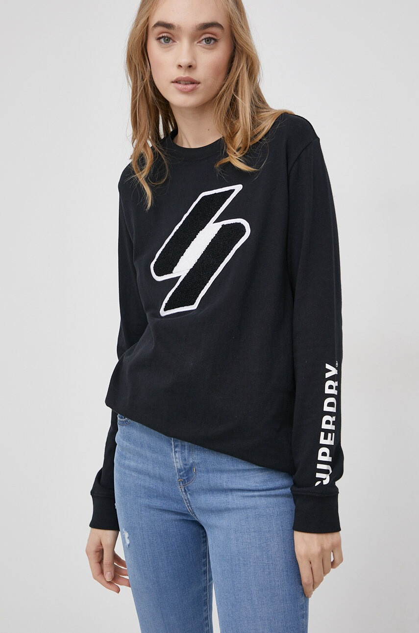 Superdry Памучна блуза с дълги ръкави - Pepit.bg