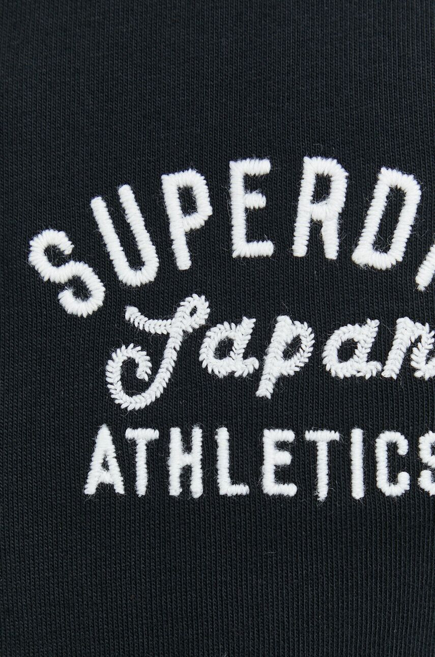 Superdry Памучна блуза с дълги ръкави в черно с апликация - Pepit.bg