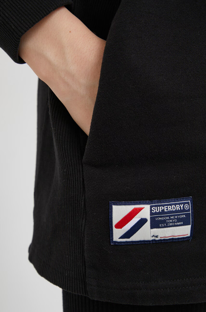 Superdry Памучна рокля в черно къс модел със стандартна кройка - Pepit.bg