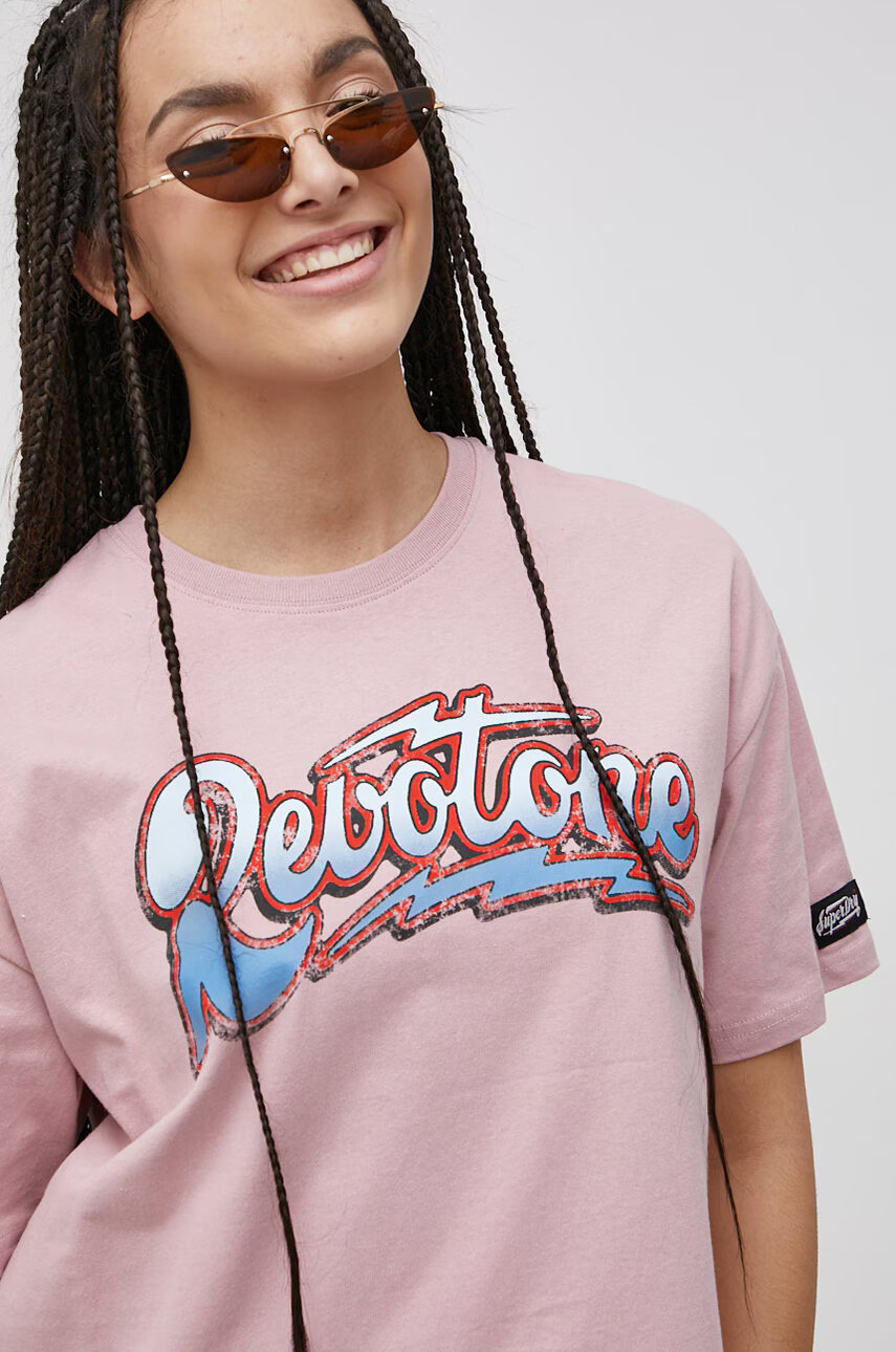 Superdry Памучна тениска в розово - Pepit.bg