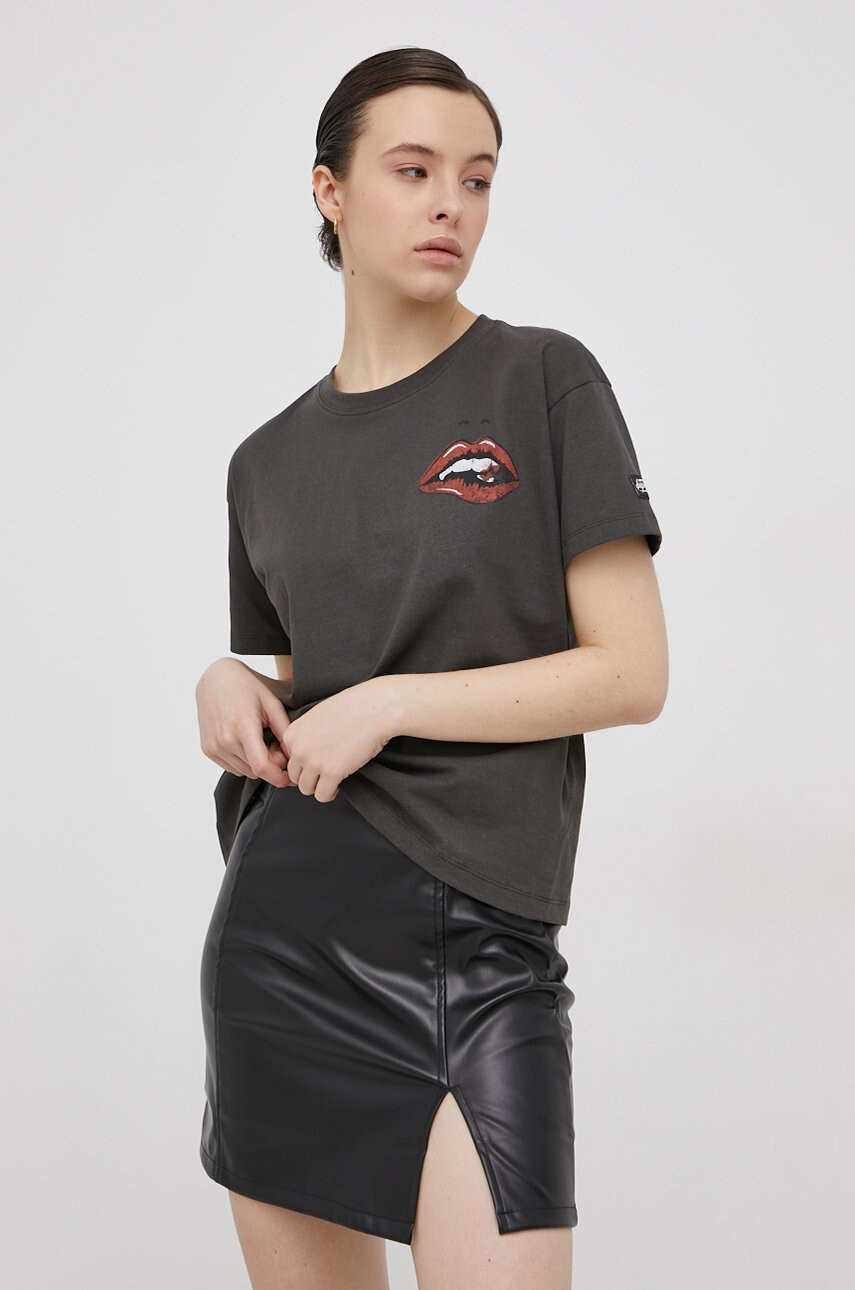 Superdry Памучна тениска в сиво - Pepit.bg