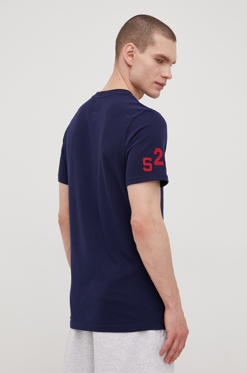 Superdry Памучна тениска в тъмносиньо с принт - Pepit.bg