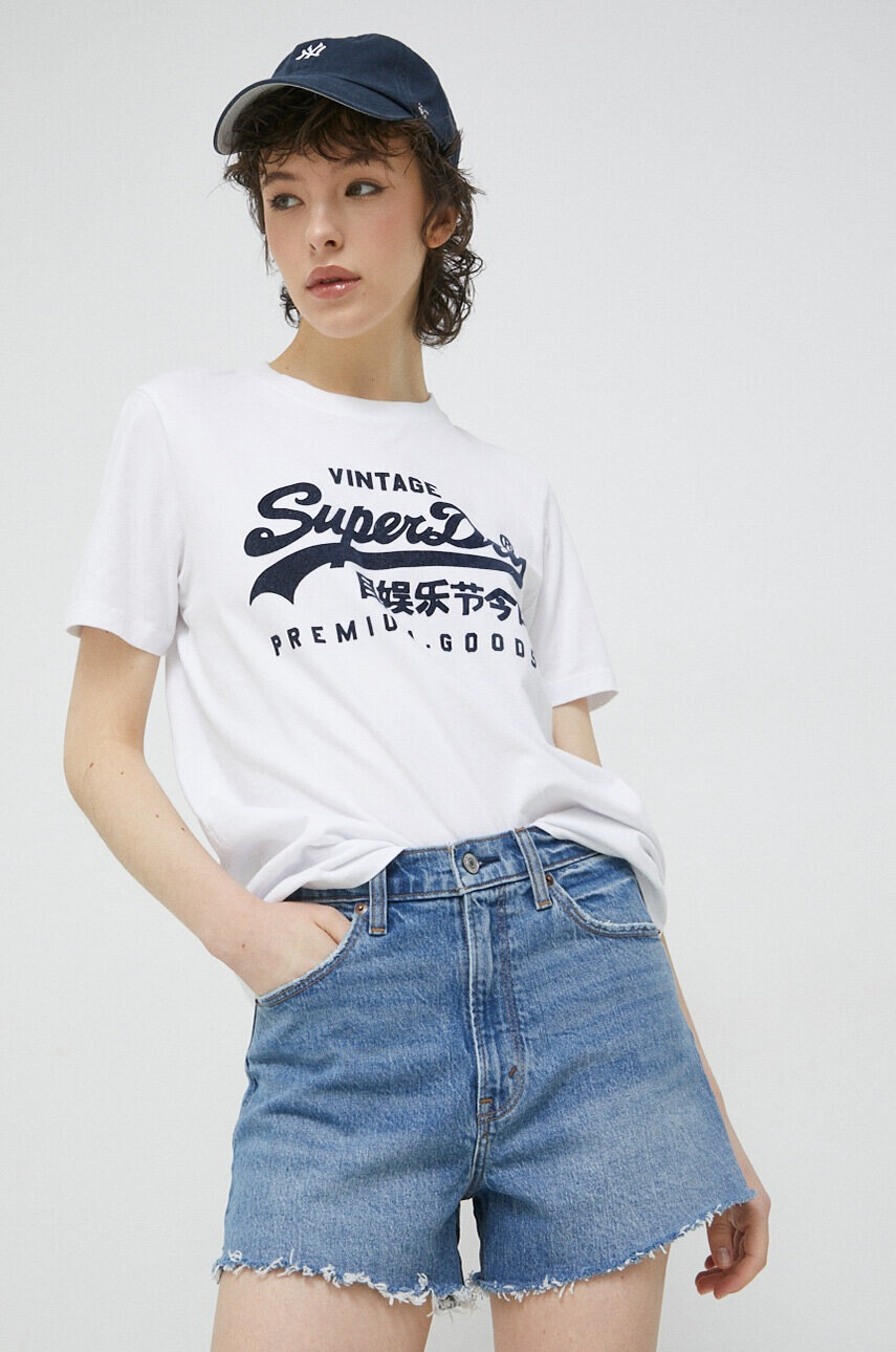Superdry Памучна тениска в бяло - Pepit.bg