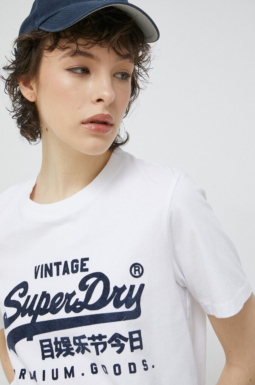 Superdry Памучна тениска в бяло - Pepit.bg