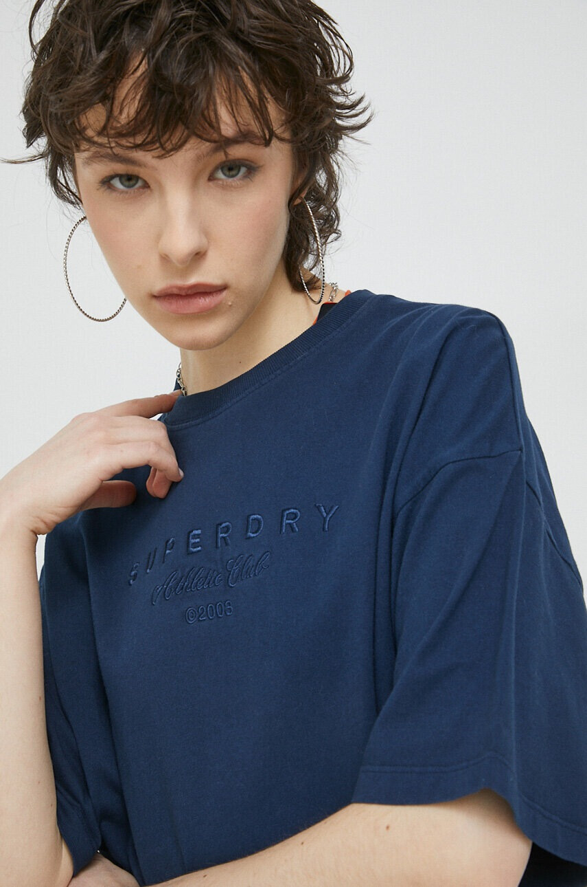 Superdry Памучна тениска в тъмносиньо - Pepit.bg