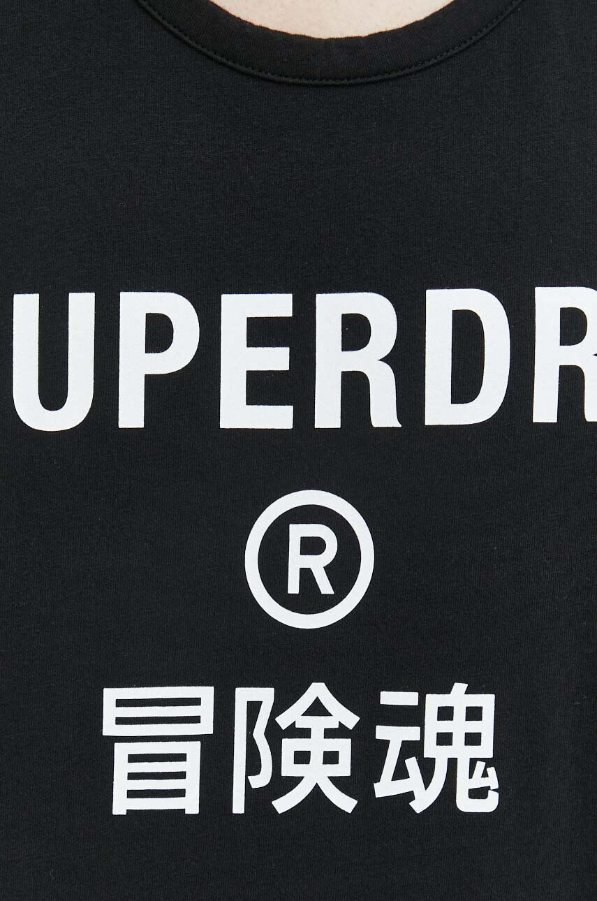 Superdry Памучна тениска в черно - Pepit.bg