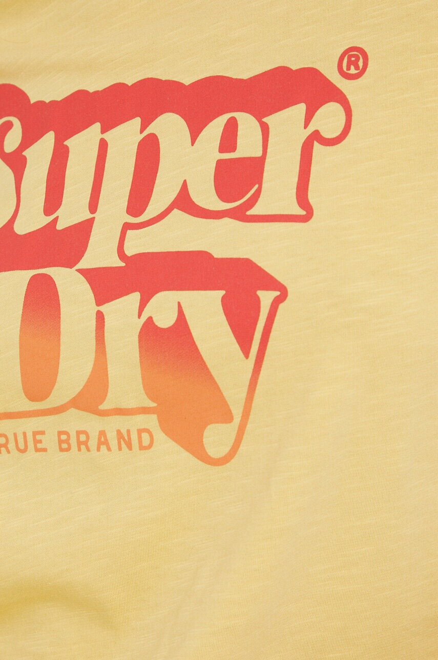 Superdry Памучна тениска в жълто - Pepit.bg