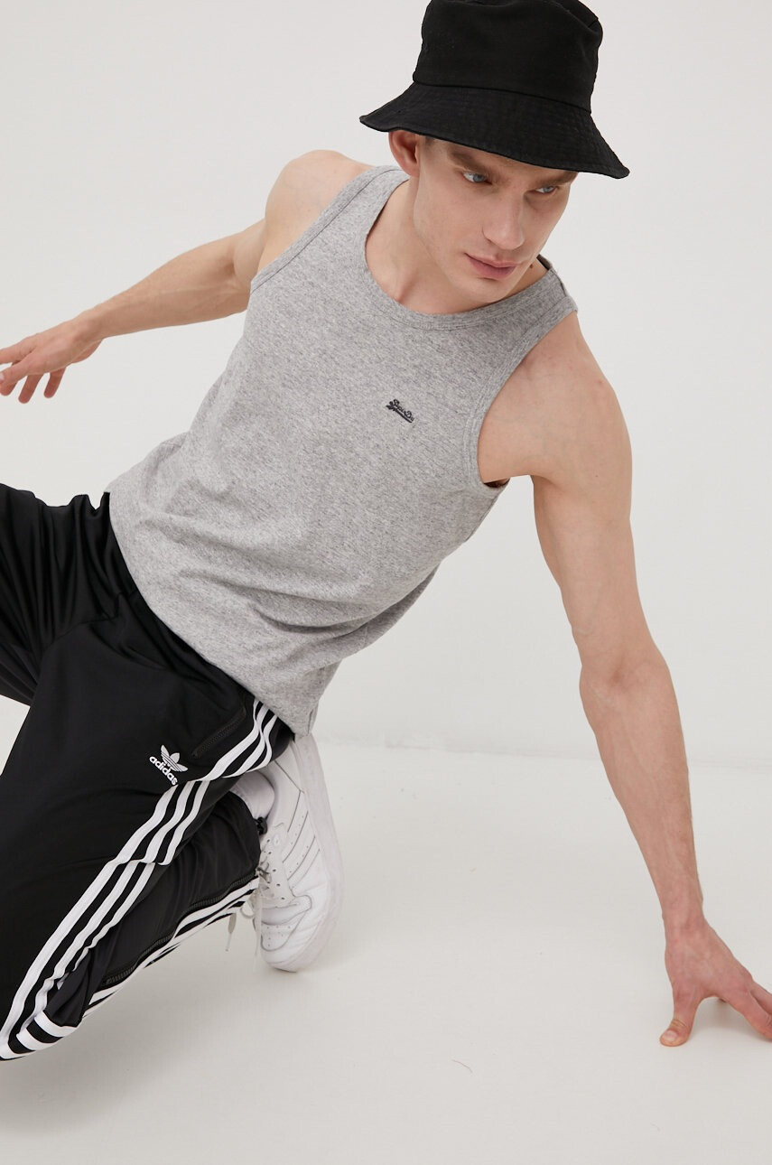 Superdry Памучна тениска в сиво - Pepit.bg