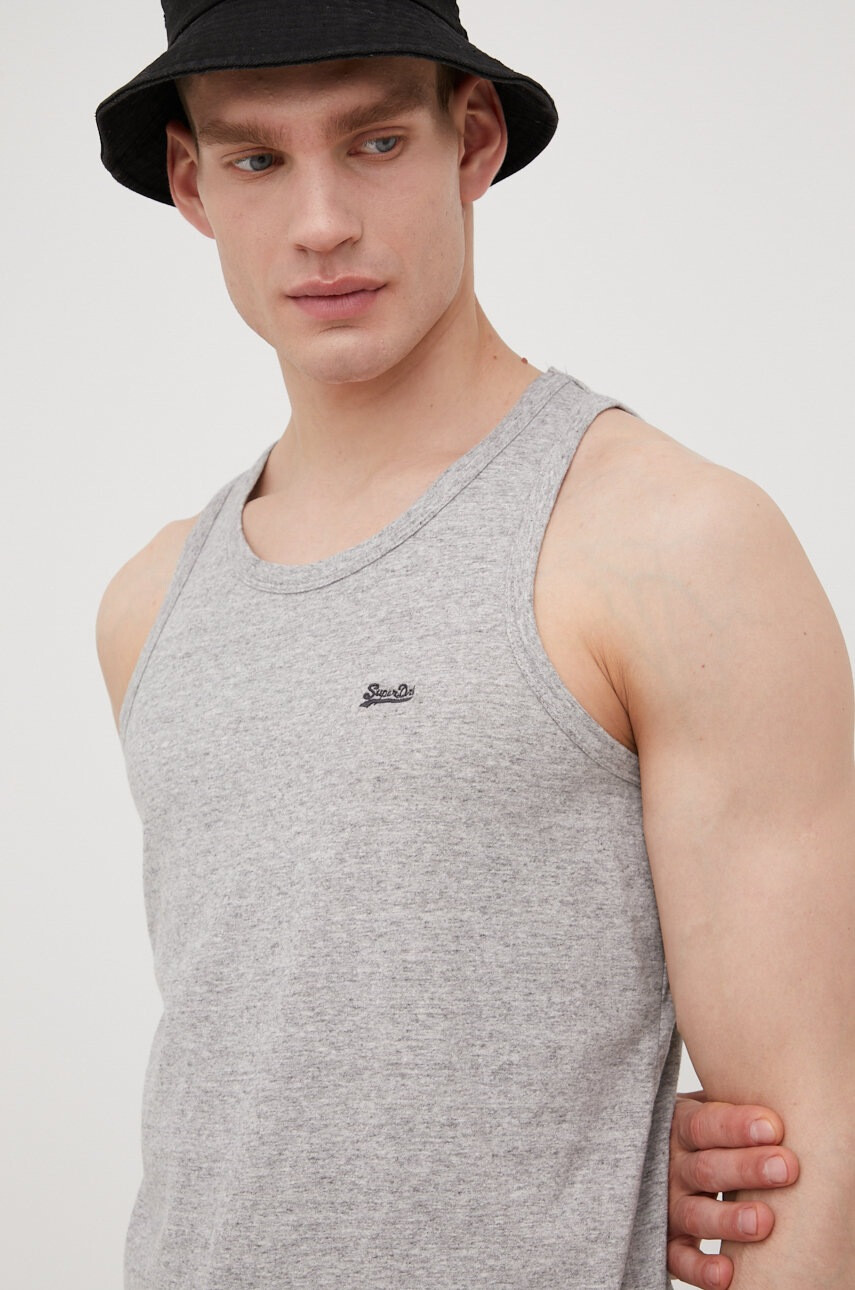 Superdry Памучна тениска в сиво - Pepit.bg