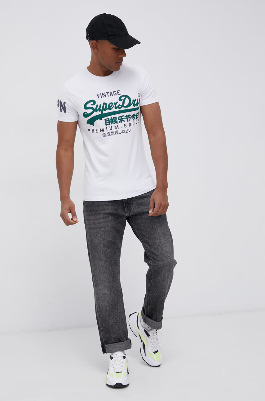 Superdry Памучна тениска в бяло с принт - Pepit.bg