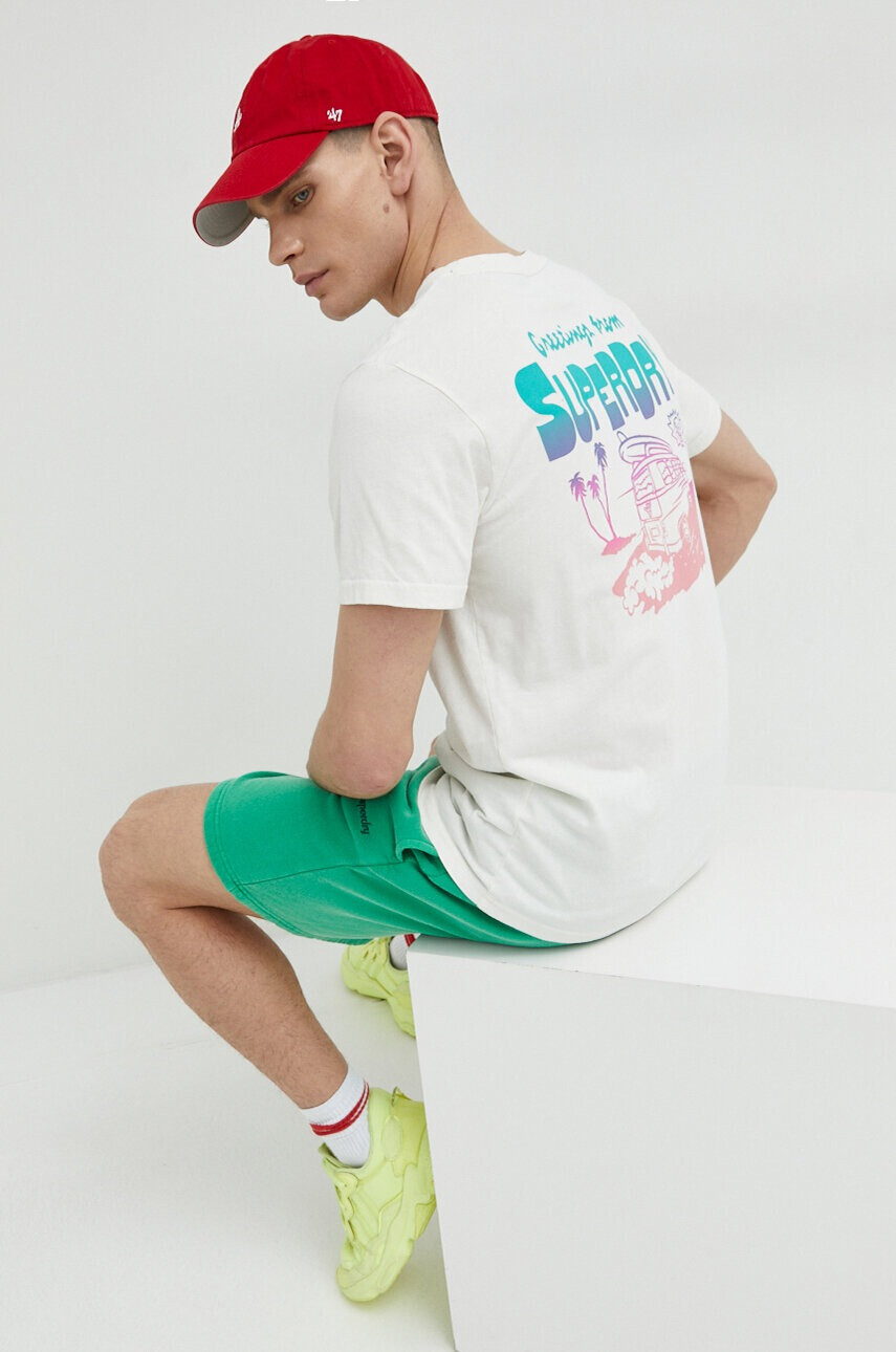 Superdry Памучна тениска в бяло с принт - Pepit.bg