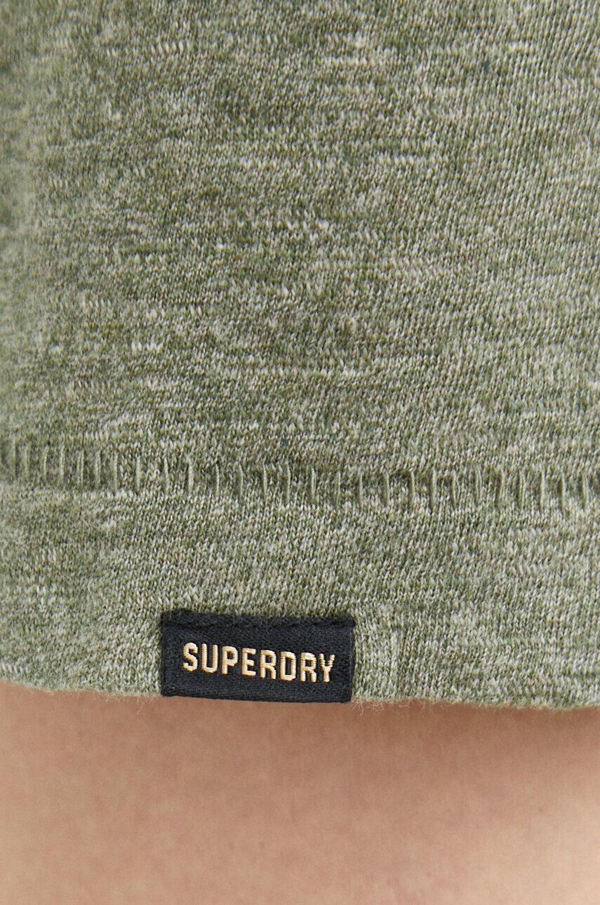 Superdry Памучна тениска в зелено меланж на - Pepit.bg