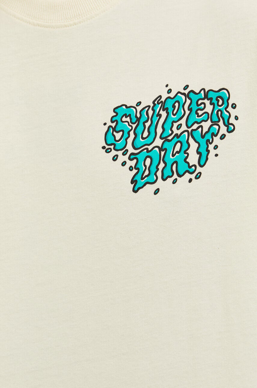 Superdry Памучна тениска в бежово с принт - Pepit.bg