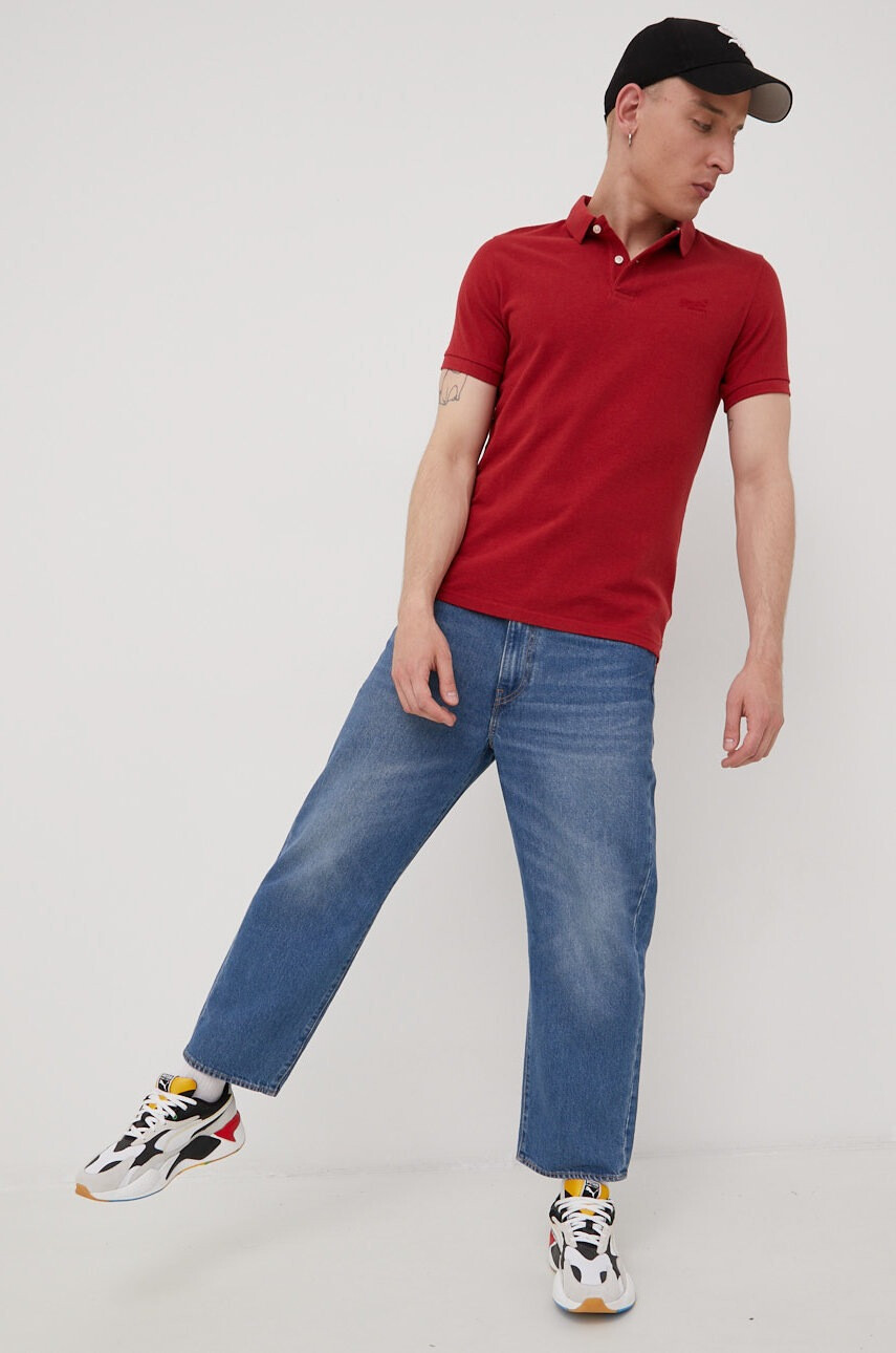 Superdry Памучна тениска с яка - Pepit.bg