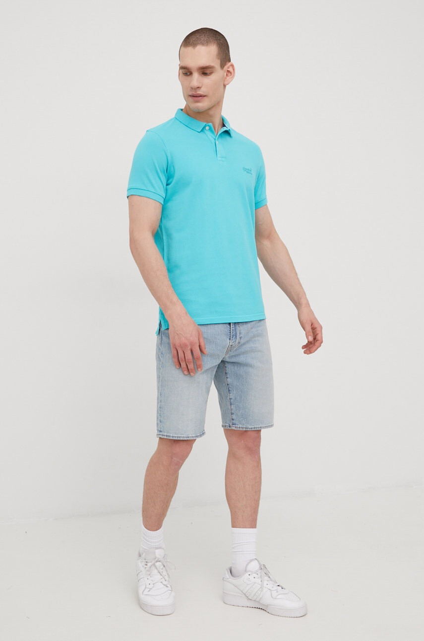 Superdry Памучна тениска с яка - Pepit.bg