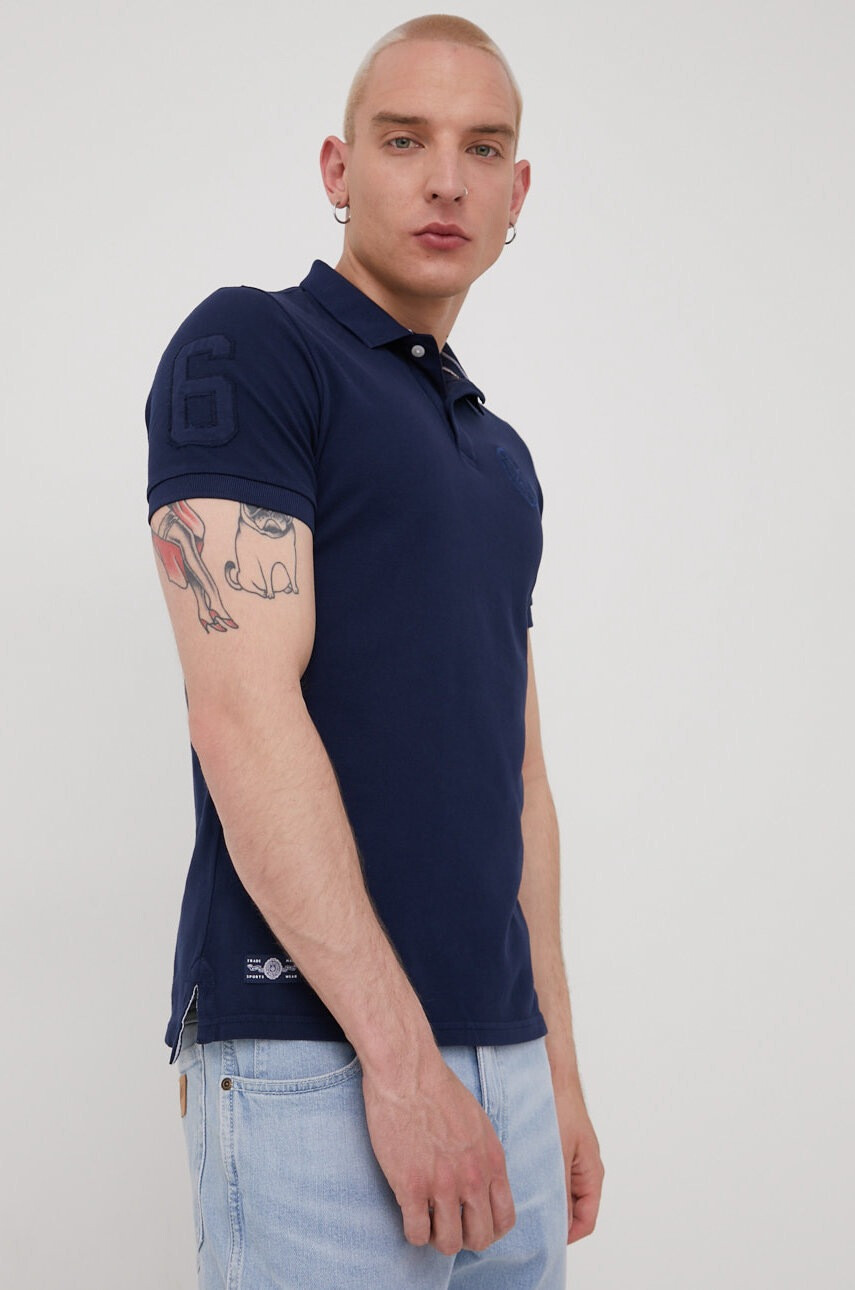 Superdry Памучна тениска с яка - Pepit.bg