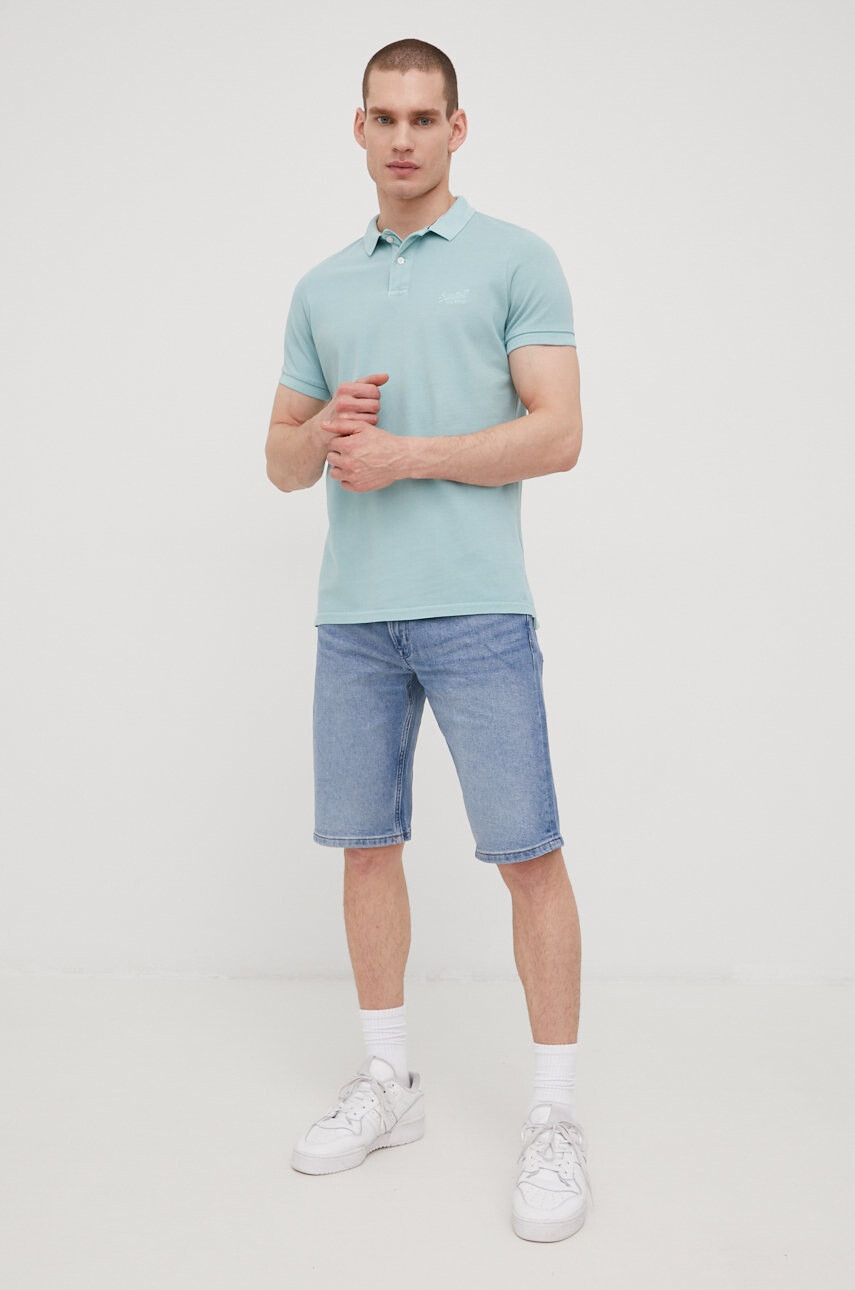 Superdry Памучна тениска с яка - Pepit.bg