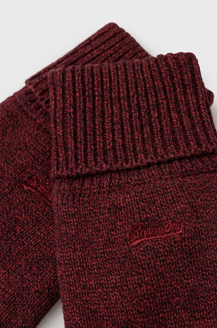 Superdry Памучни ръкавици в бордо - Pepit.bg