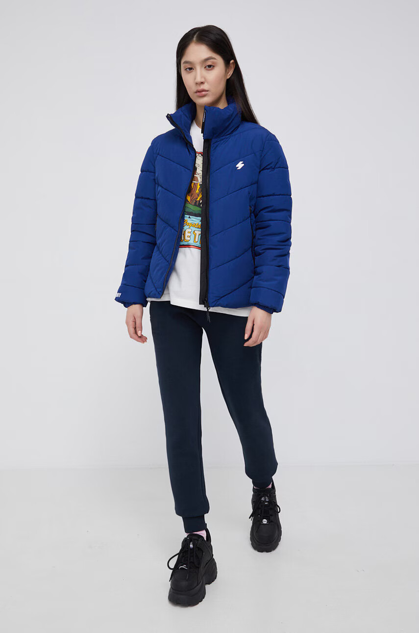 Superdry Панталон дамски в тъмносиньо с изчистен дизайн - Pepit.bg
