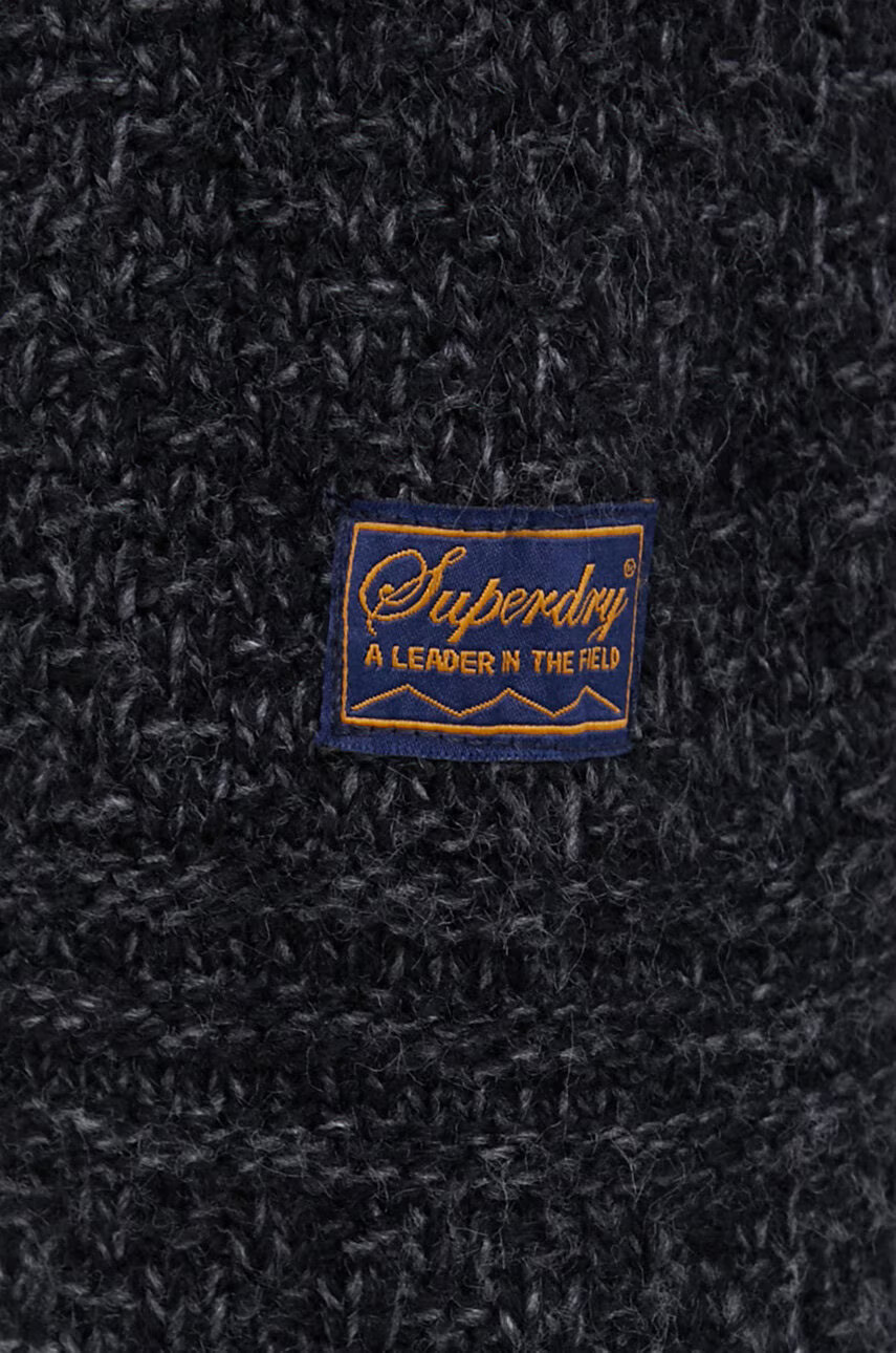 Superdry Пуловер с вълна мъжки в черно - Pepit.bg