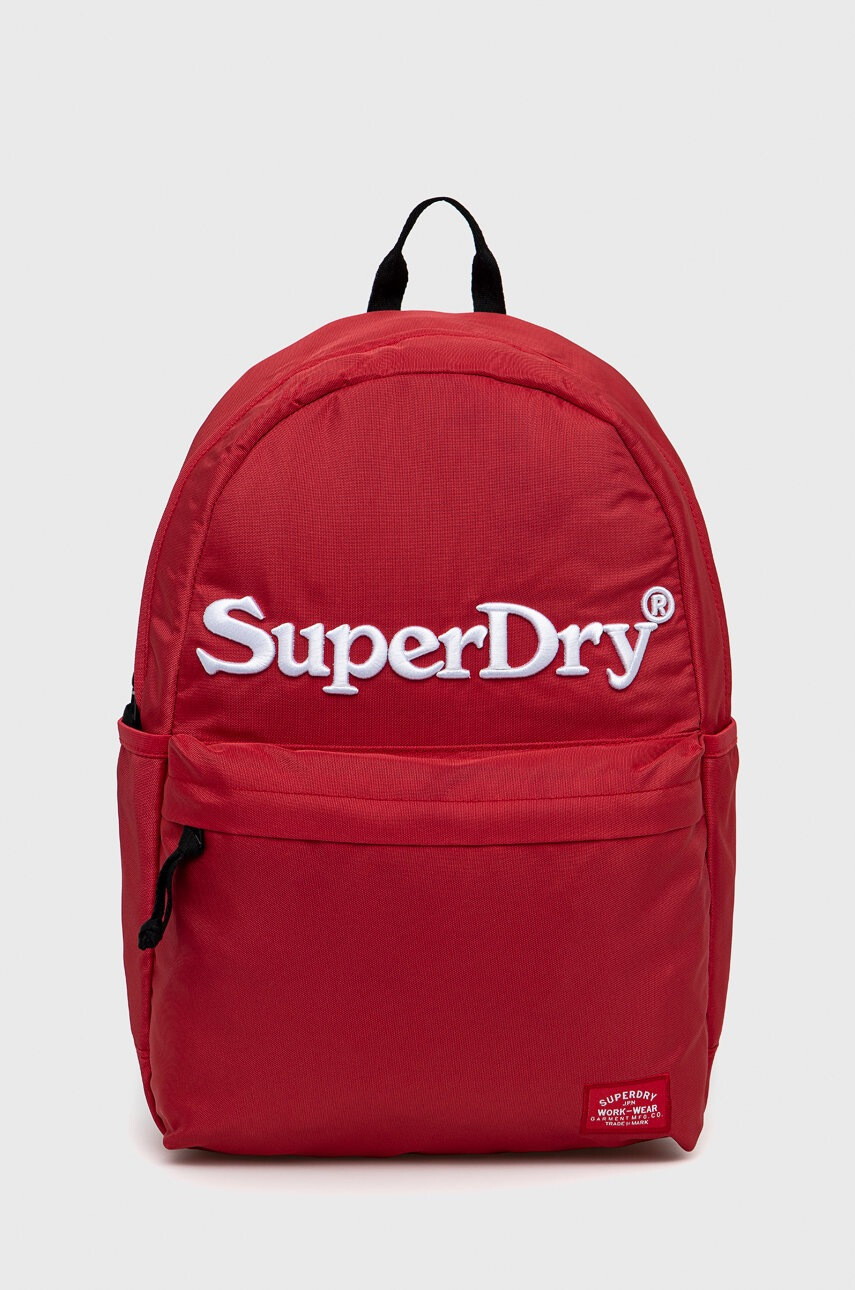 Superdry Раница в червено голям размер с изчистен дизайн - Pepit.bg