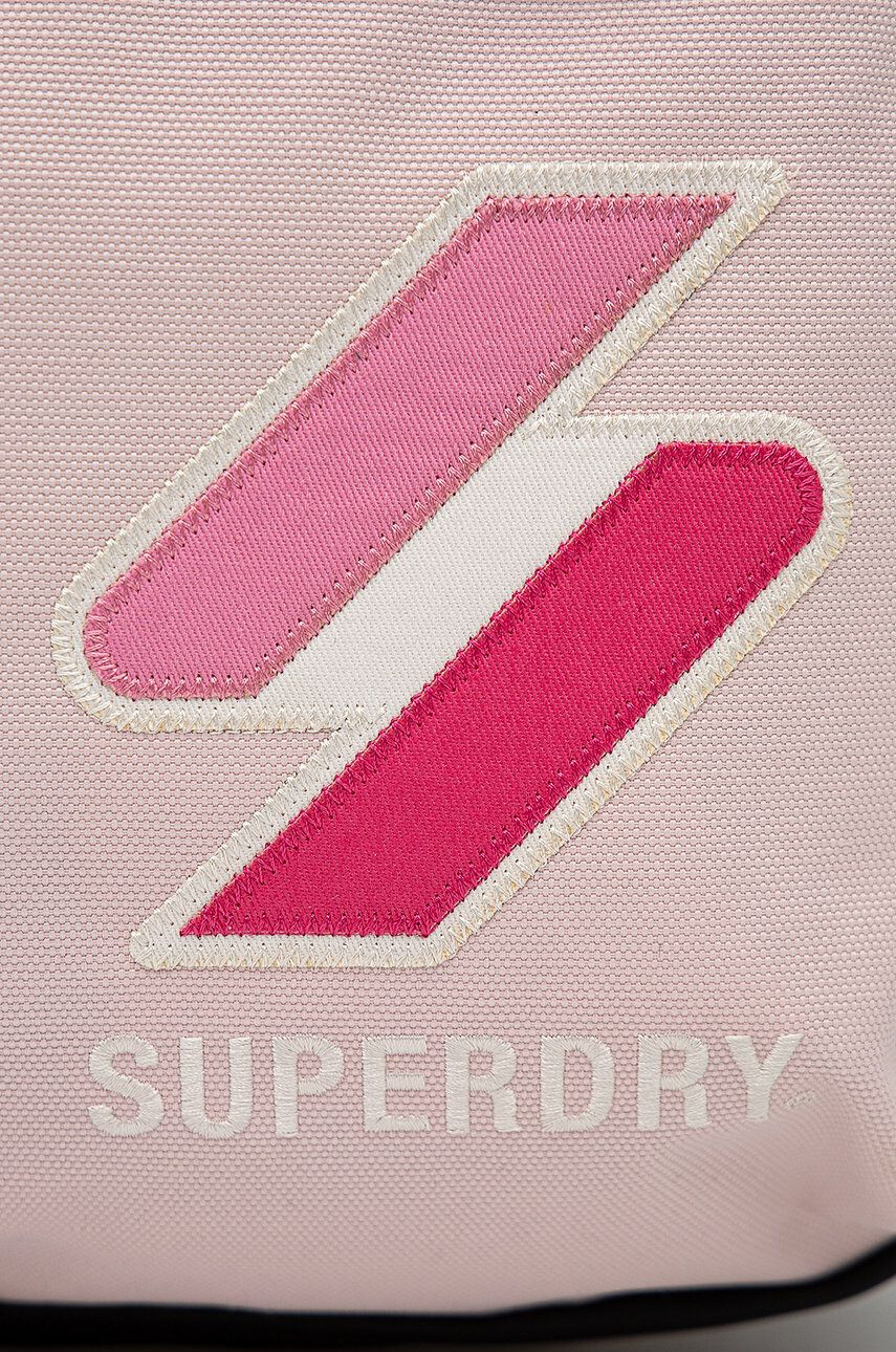 Superdry Раница мъжка в розово голям размер с апликация - Pepit.bg