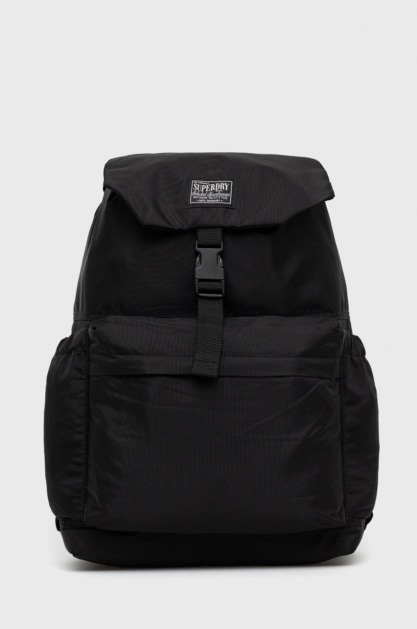 Superdry Раница в черно голям размер с изчистен дизайн - Pepit.bg