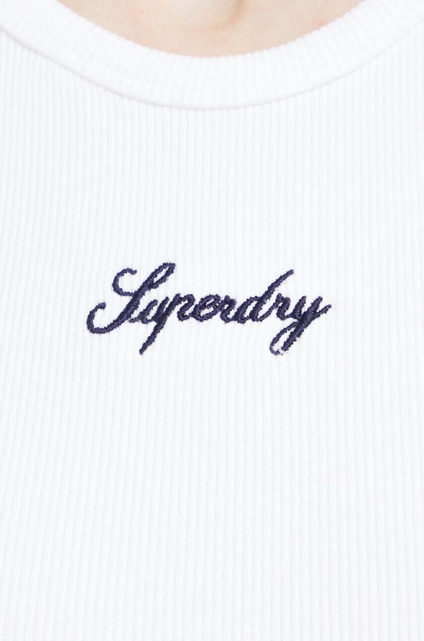 Superdry Рокля в бяло къс модел с кройка по тялото - Pepit.bg