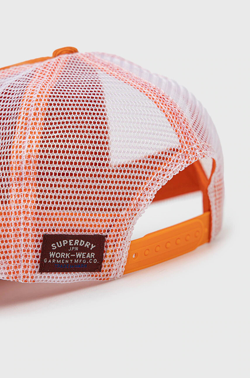 Superdry Шапка в оранжево с апликация - Pepit.bg