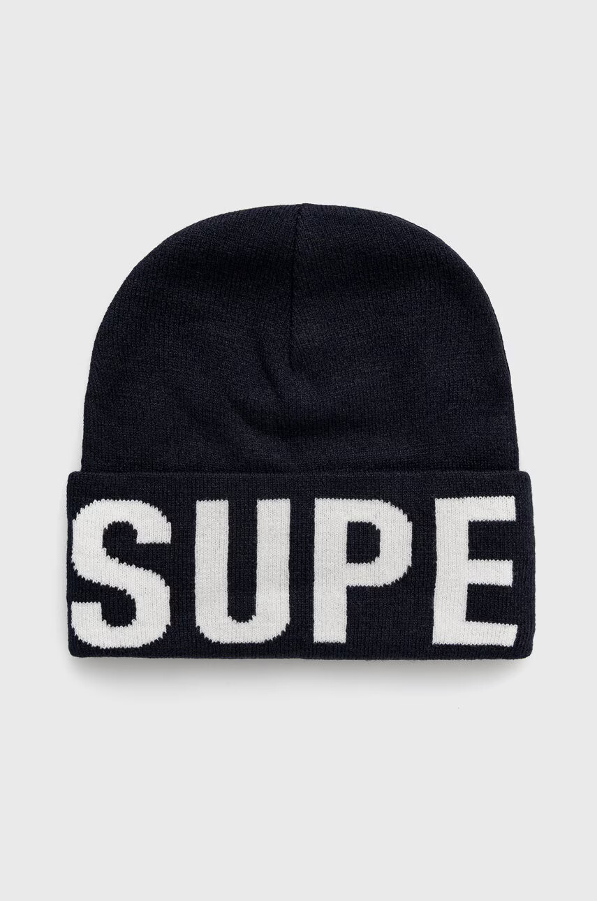 Superdry Шапка в тъмносиньо от плътен трикотаж - Pepit.bg