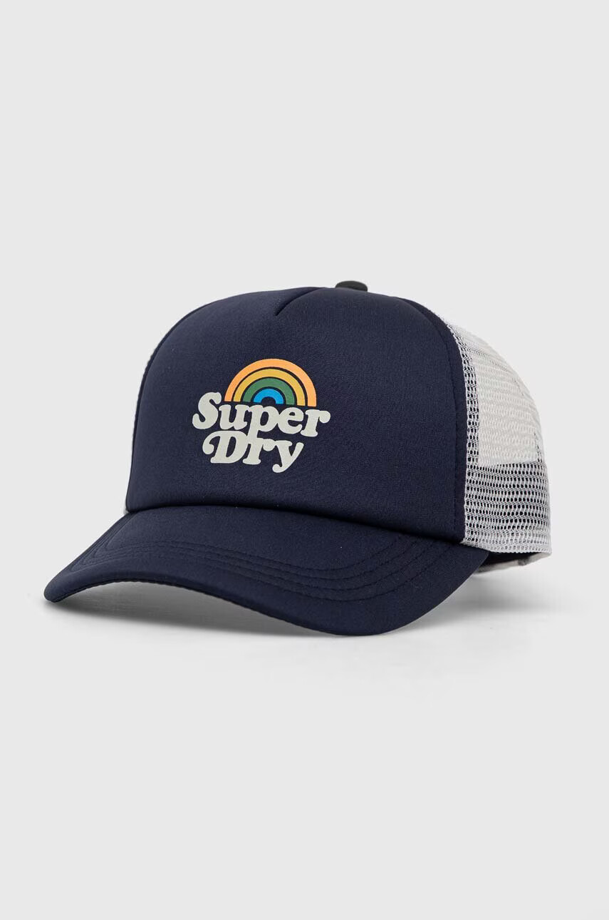 Superdry Шапка с козирка в тъмносиньо с принт - Pepit.bg
