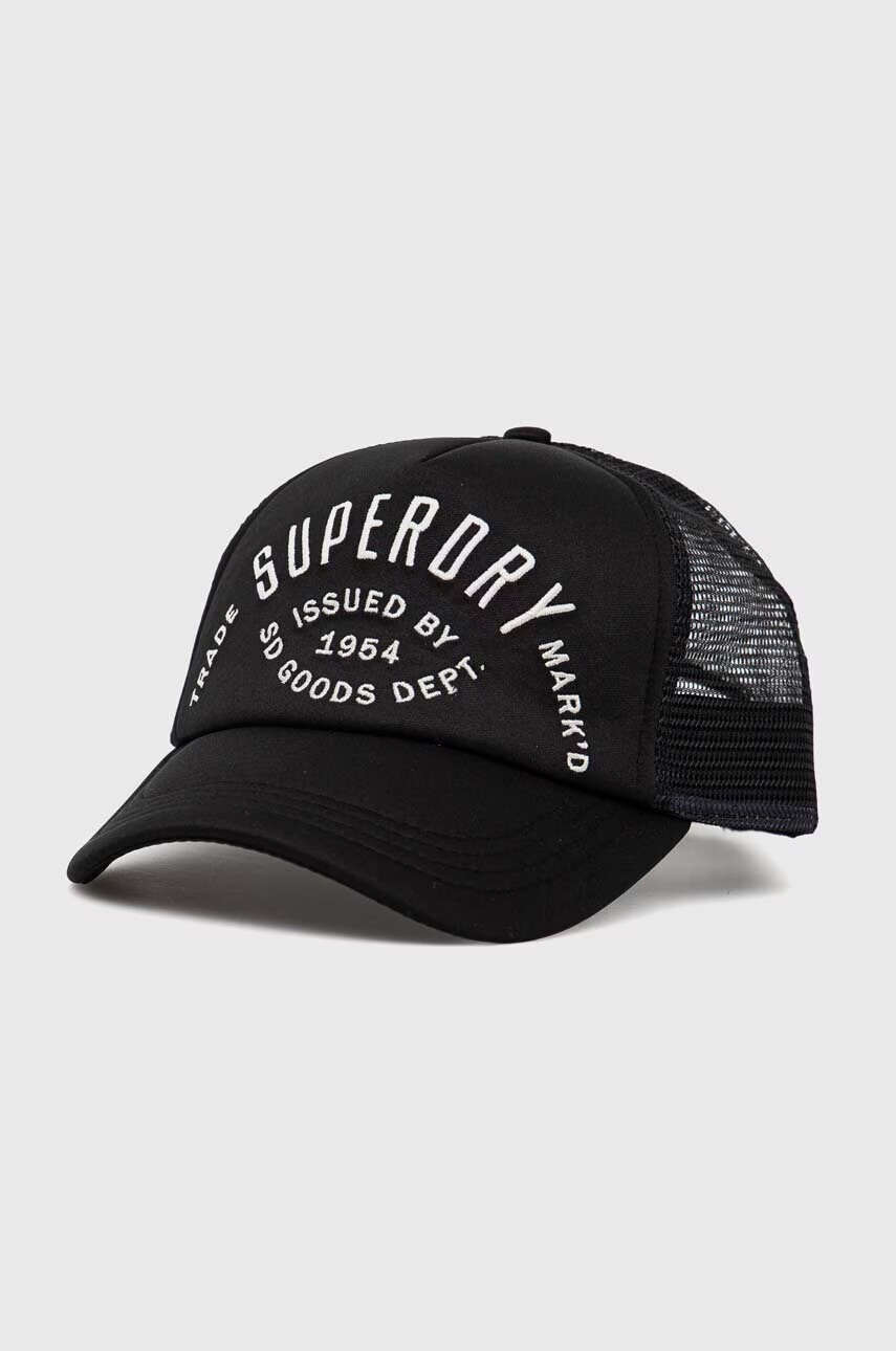 Superdry Шапка с козирка в черно с апликация - Pepit.bg