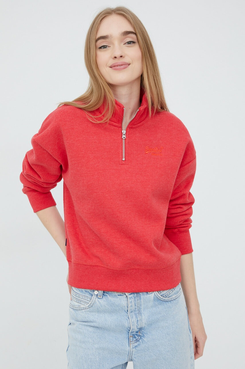 Superdry Суичър в червено с апликация - Pepit.bg