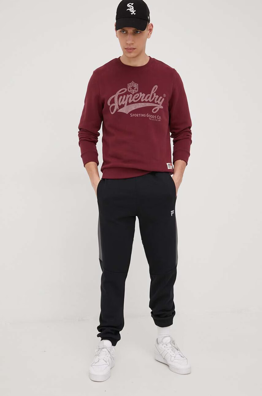 Superdry Суичър мъжка в бордо с принт - Pepit.bg