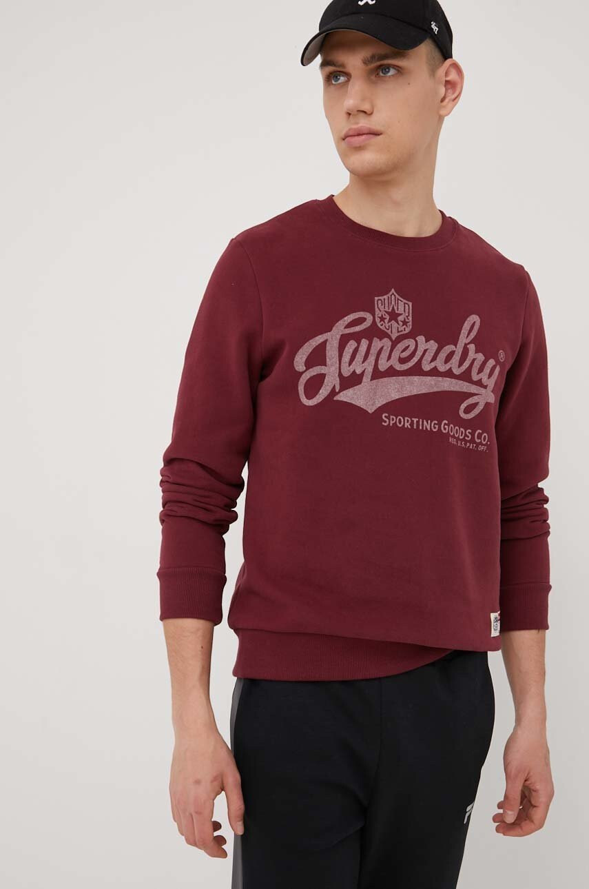 Superdry Суичър мъжка в бордо с принт - Pepit.bg