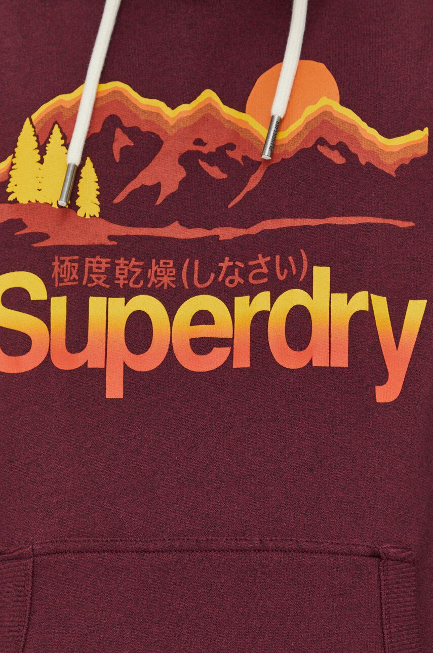 Superdry Суичър в бордо с качулка с изчистен дизайн - Pepit.bg