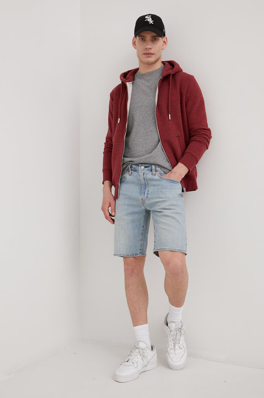 Superdry Суичър в бордо с изчистен дизайн - Pepit.bg