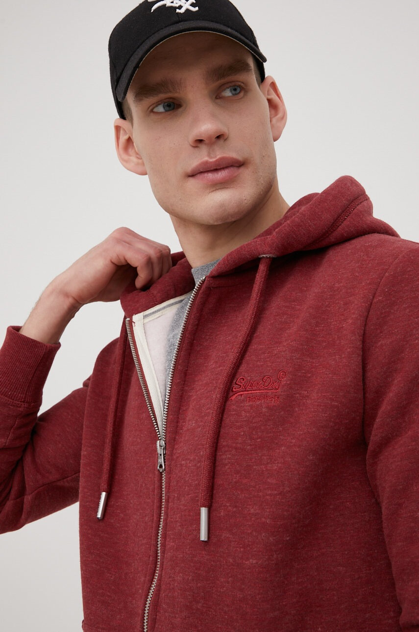Superdry Суичър в бордо с изчистен дизайн - Pepit.bg